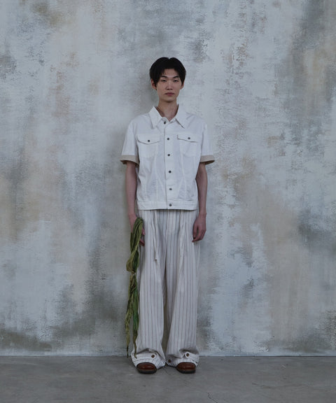 Linen Stripe Edge Pleat Trousers — gallery 784
