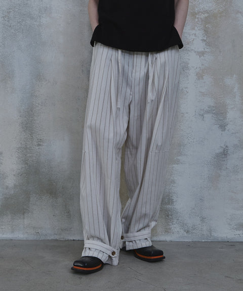 Linen Stripe Edge Pleat Trousers — gallery 789
