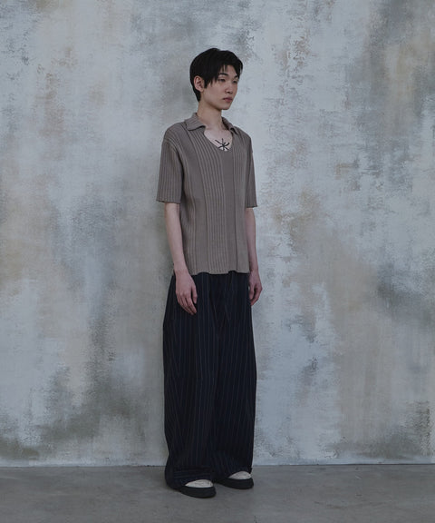 Linen Stripe Edge Pleat Trousers — gallery 832