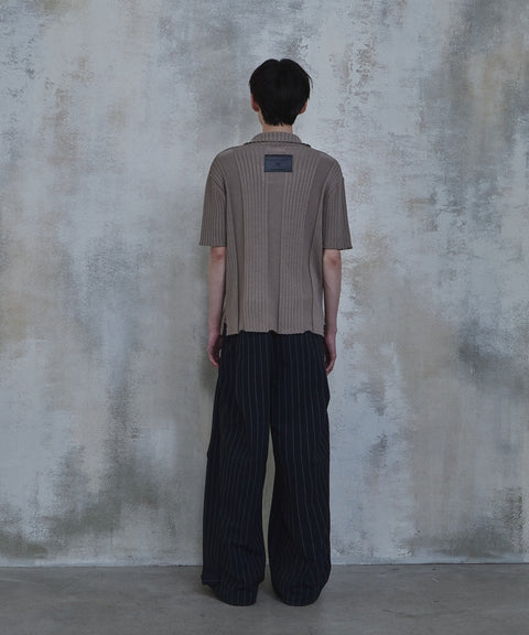 Linen Stripe Edge Pleat Trousers — gallery 833