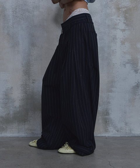 Linen Stripe Edge Pleat Trousers — gallery 835