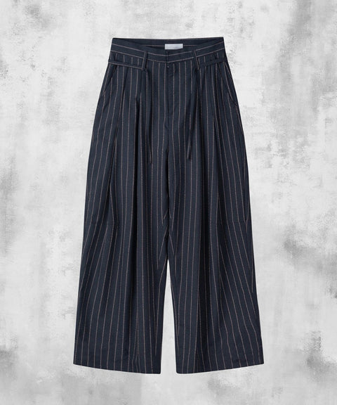 Linen Stripe Edge Pleat Trousers — gallery 839