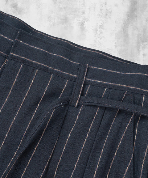 Linen Stripe Edge Pleat Trousers — gallery 841