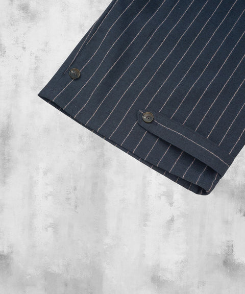 Linen Stripe Edge Pleat Trousers — gallery 843