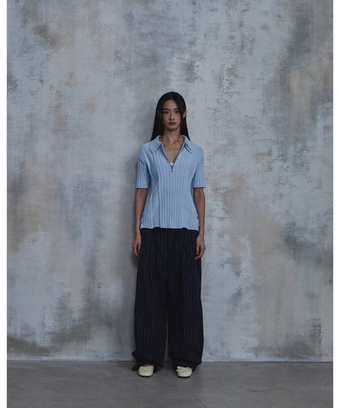 Linen Stripe Edge Pleat Trousers — detail 847