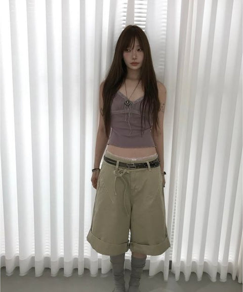 Triangle Bermuda Cotton Shorts — snap 1005