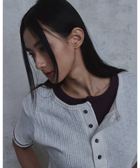Slub Layered Henley Knit Top — detail 1059