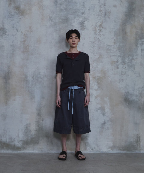 Slub Layered Henley Knit Top — gallery 1078