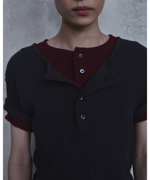 Slub Layered Henley Knit Top — detail 1088