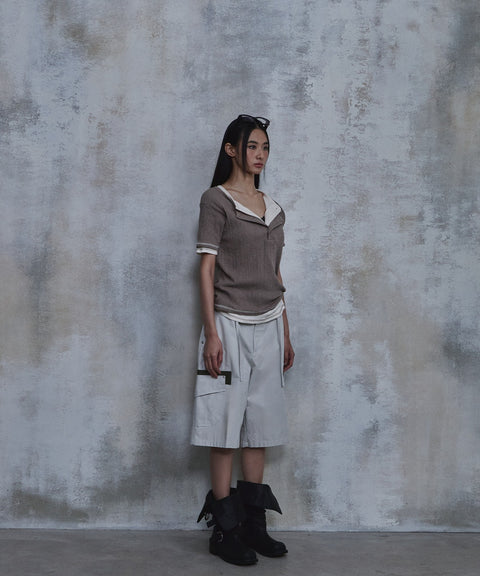 Slub Layered Henley Knit Top — gallery 1093