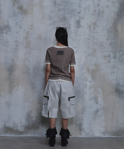 Slub Layered Henley Knit Top — gallery 1094