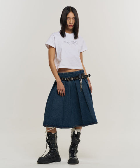 Cubic Heartfelt Cropped Short Sleeve T-Shirt