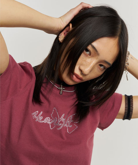 Cubic Heartfelt Cropped Short Sleeve T-Shirt