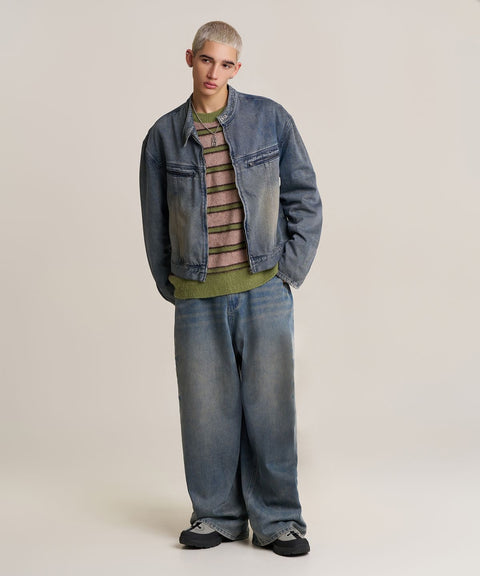 Wide Straight Washed Denim Pants