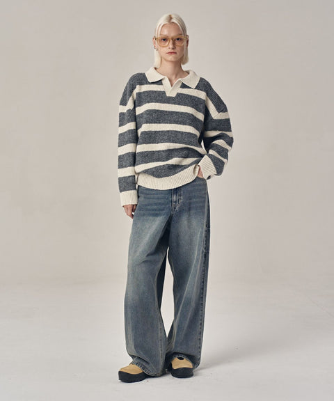 Wide Straight Washed Denim Pants