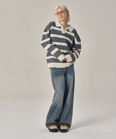 Wide Straight Washed Denim Pants