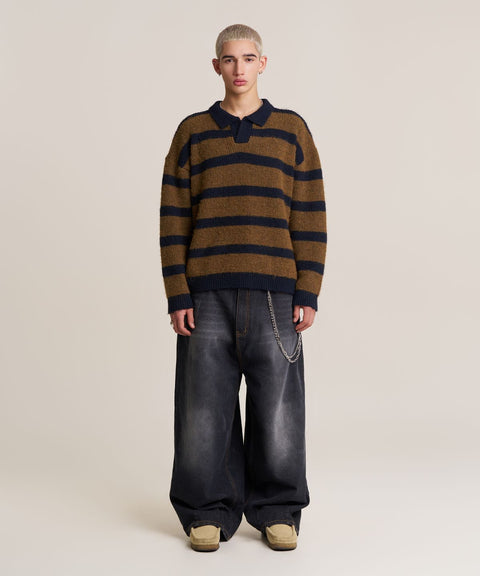 Balloon Fit Distressed Washed Denim Pants