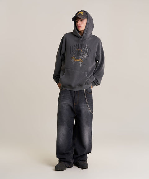 Balloon Fit Distressed Washed Denim Pants