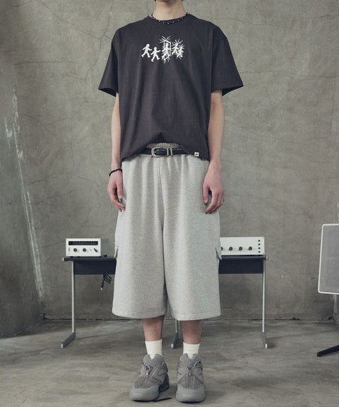 Slant Cargo Wide Bermuda Shorts
