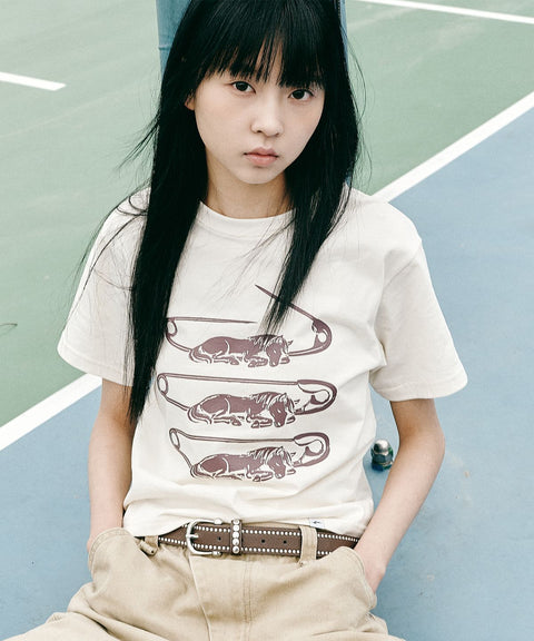 Horse Pin Cropped Short Sleeve T-Shirt