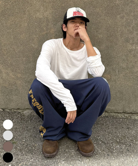 Slub Contrast Layered Long Sleeve T-Shirt