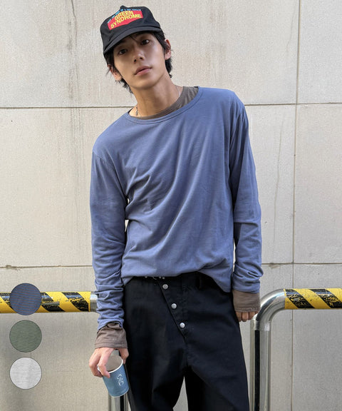 Stripe Contrast Layered Long Sleeve T-Shirt