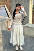 Layered Stripe Polo Long Sleeve Top
