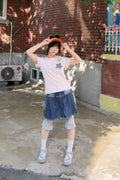 Check Two Star Applique T-Shirt