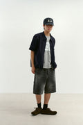 CHOWOO Aged Splatter Carpenter Denim Shorts - Black