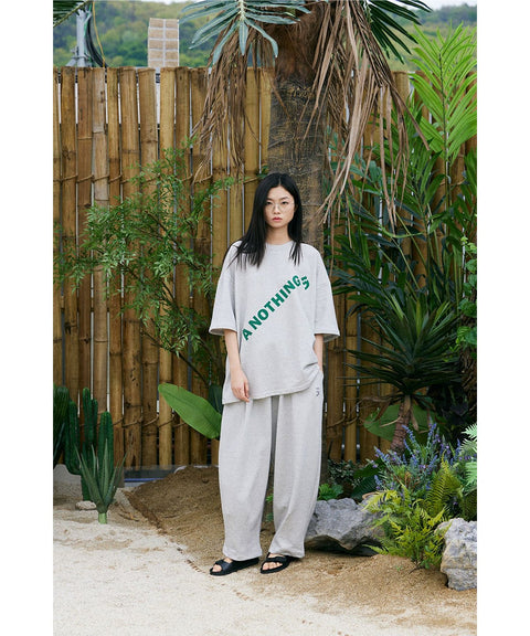 PIN-KNIT BALLOON PANTS - Gray