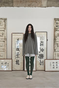 VINTAGE P. DYEING CUT-OUT BOX TEE - Khaki