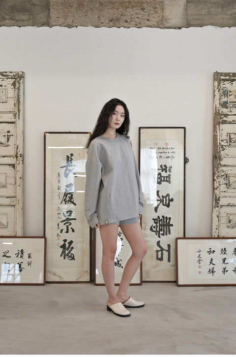 HEAVY-TERRY BALLOON SWEAT BOX TEE - Gray