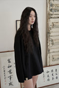 HEAVY-TERRY BALLOON SWEAT BOX TEE - Black