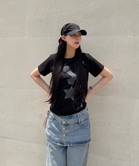 Cross Flower Stud T-Shirt