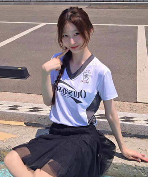 Sporty Contrast Piping T-Shirt