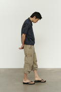 CHOWOO Vintage Military Capri Cargo Pants - Beige