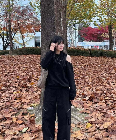 Star Check Contrast Stud Cargo Pants