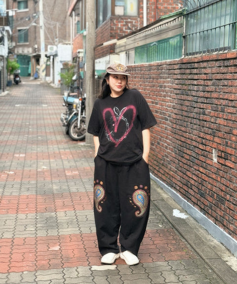PAISLEY EMB. H-T SWEAT PANTS - Styling