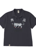 MU-WI PIN-KNIT 1/2 COLLAR-TEE - Charcoal