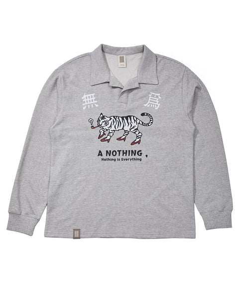 MU-WI PIN-KNIT COLLAR-TEE - Gray