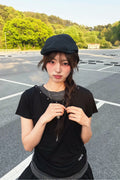 V-Neck Layered Stud Slim T-Shirt