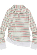 Layered Stripe Polo Long Sleeve Top