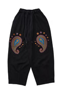 PAISLEY EMB. H-T SWEAT PANTS - Black