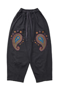 PAISLEY EMB. H-T SWEAT PANTS - Charcoal