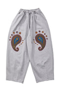 PAISLEY EMB. H-T SWEAT PANTS - Gray