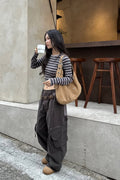 Star Check Contrast Stud Cargo Pants