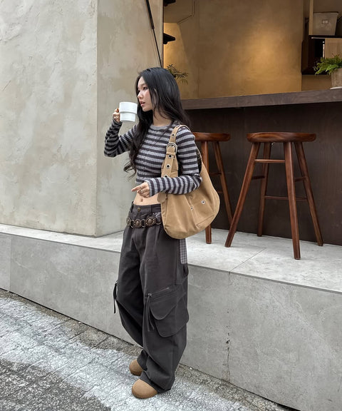 Star Check Contrast Stud Cargo Pants