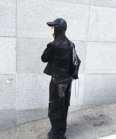 Star Check Contrast Stud Cargo Pants