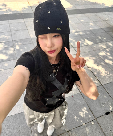 Cross Flower Stud T-Shirt