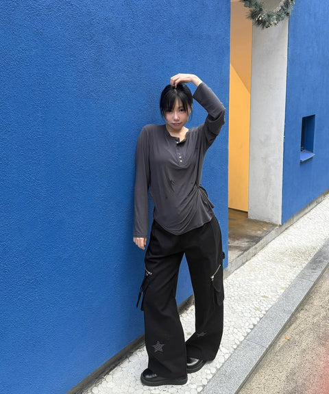 Star Check Contrast Stud Cargo Pants